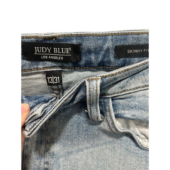 Judy Blue Women's 13/31 High Rise Super Distressed Skinny Jeans Light Acid Wash - Picture 5 of 6